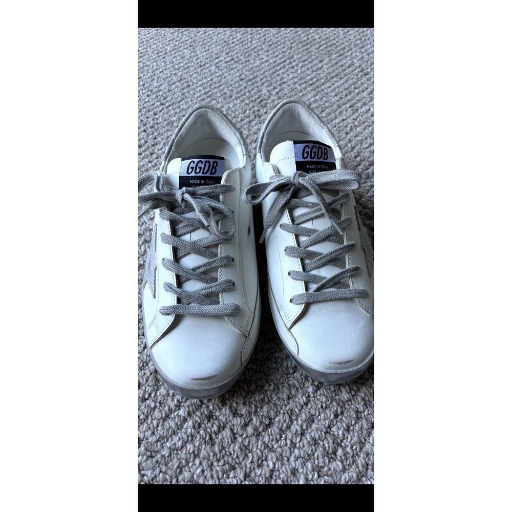 Golden Goose EU 38 US 8 Womens Sneakers White Gray Leather Star Glitter Effect - Picture 2 of 7